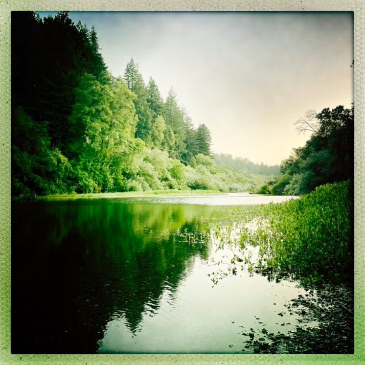 Vintage picture of beach area, Russian River at Schoolhouse Canyon