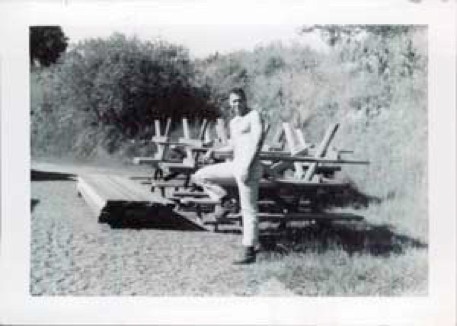 Uncle John makes Schoolhouse Canyon's first picnic tables.