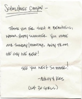 hand written Thank you note