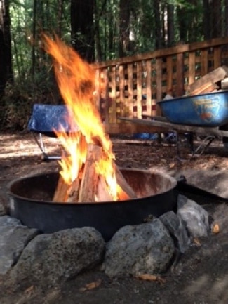 Fire pit with campfire in site #24