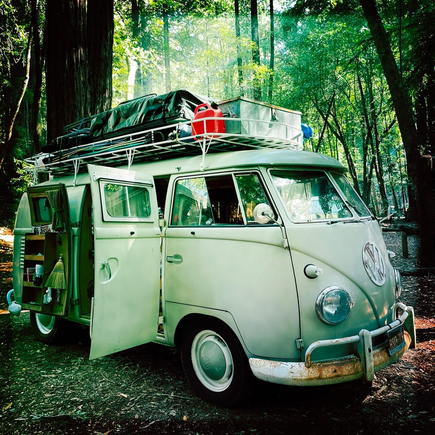 Split window Westfailia camping in site #4, Schoolhouse Canyon Park