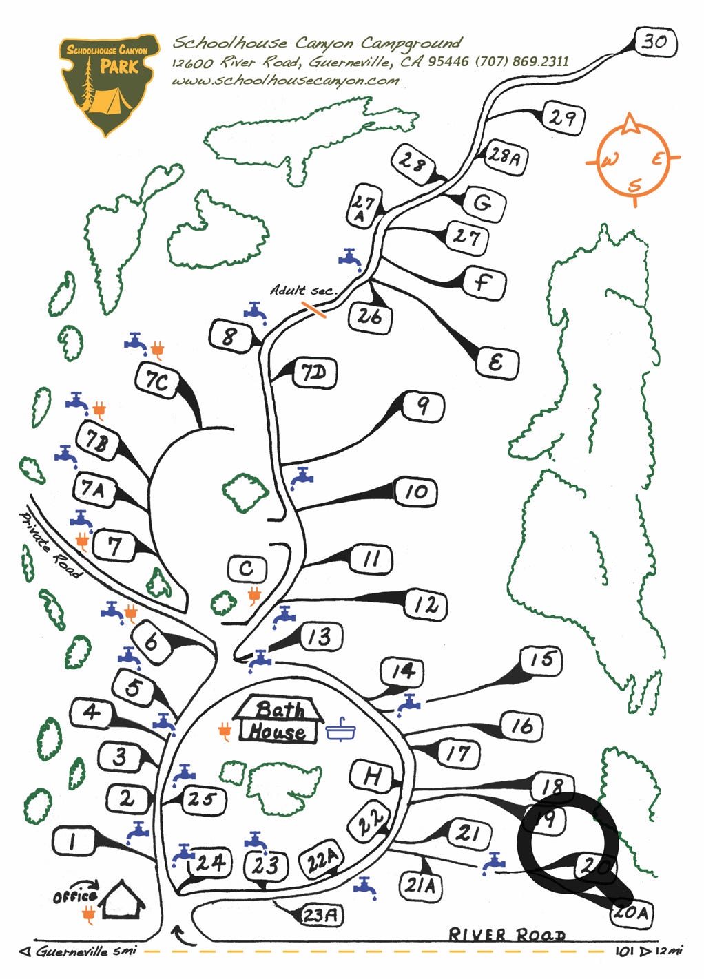 Schoolhosue Canyon Campground campsite map